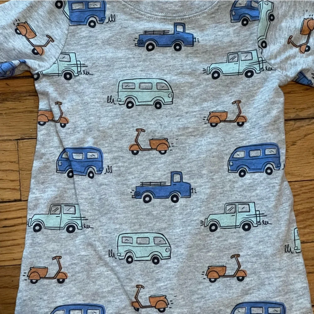 Garanimals Gray Romper with Blue and Green Vehicles - Picture 3 of 6